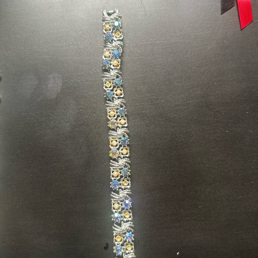 Vintage 1950’s Rare Elegant Blue and Gold Bracelet
